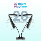 Toreto TOR-300 Beta Lite Wireless Bluetooth 5.0 Neckband Headset with ENC Noise Cancelling Mic Upto 20Hrs Playtime - Black