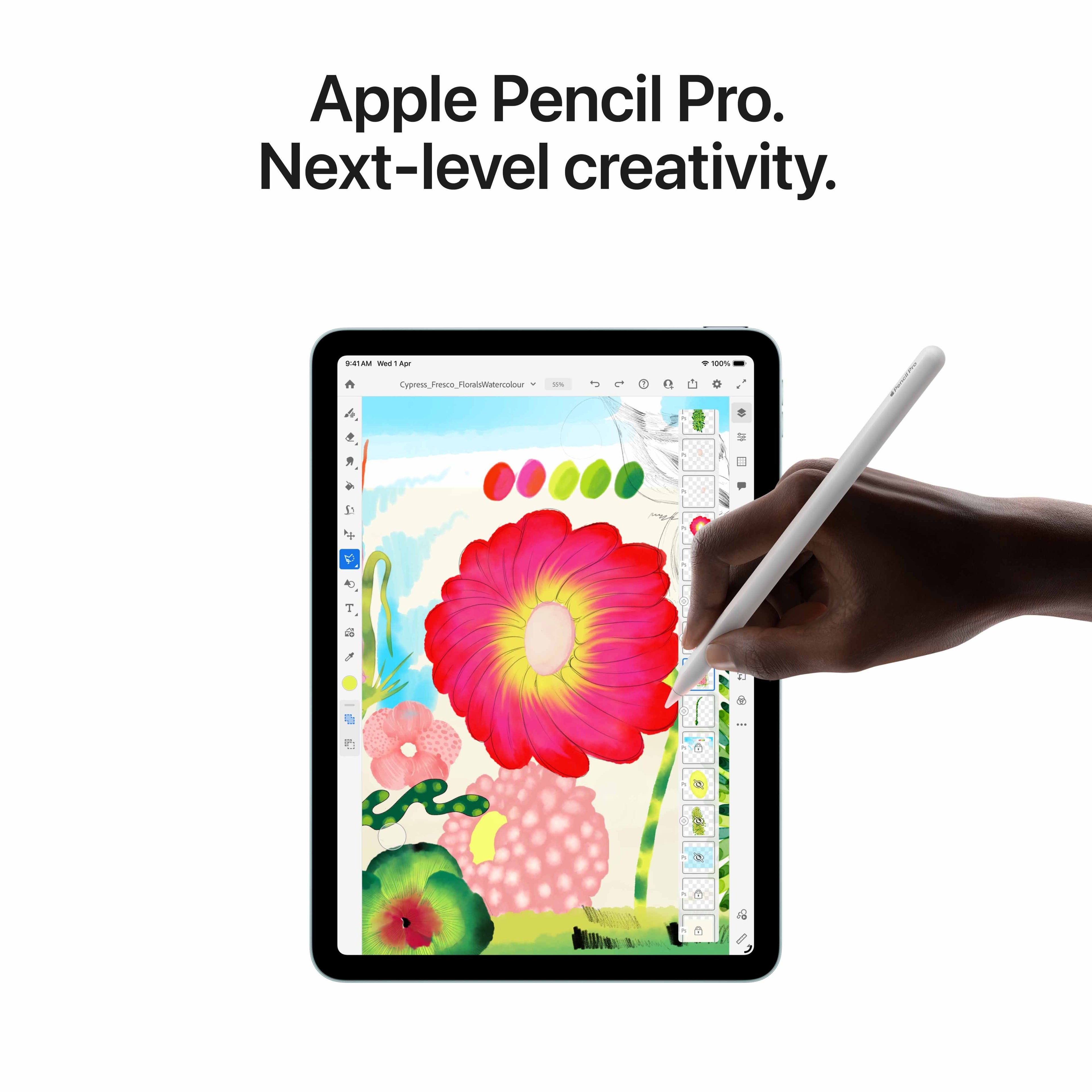Apple iPad Air 11-inch M4 1TB Wi-Fi + Cellular Purple tablet with Liquid Retina Display, Apple Intelligence, Wi-Fi 7 and 5G available from Suntronix Chennai.