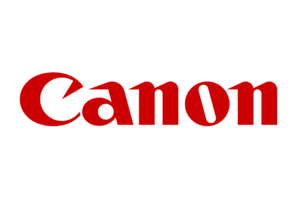 Canon logo in red on a white background