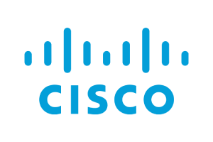 Cisco logo with blue wave-like design on a white background