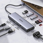 UGREEN 9-in-1 USB-C Docking Station 4K HDMI 100W PD 5Gbps USB 3.0 SD/TF Gigabit Ethernet Audio MacBook Windows Chromebook 15600