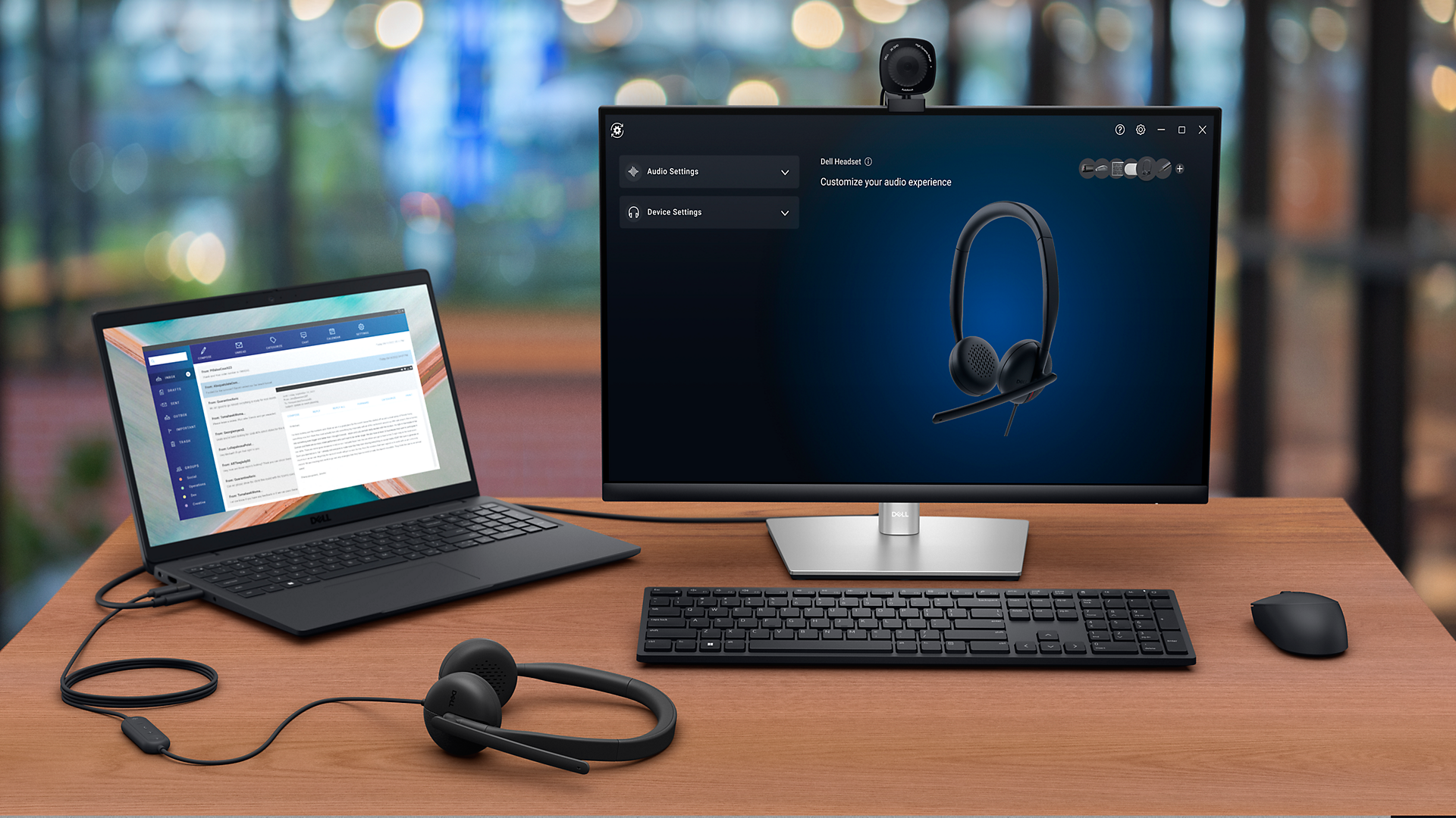 Dell WH3024 Wired Lightweight Headband AI-Based Noise Cancellation Headset with Microphone - Black