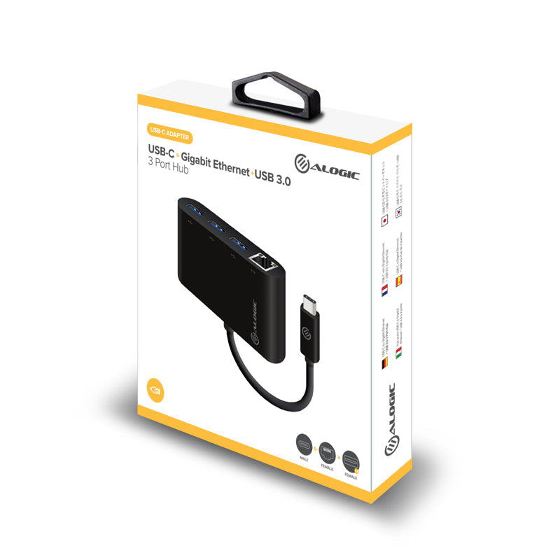 USB-C to Gigabit Ethernet & USB 3. 0 SuperSpeed 3 Port USB Hub