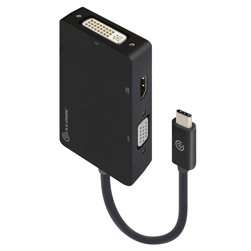 3-in-1 USB-C to HDMI DVI VGA Adapter - Male to 3-Female - Premium Series
