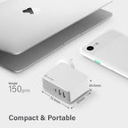 USB-C Laptop/Macbook Wall Charger 45W with Power Delivery & USB-A Charging Ports Ð Travel Edition with AU, EU, UK, US Plugs