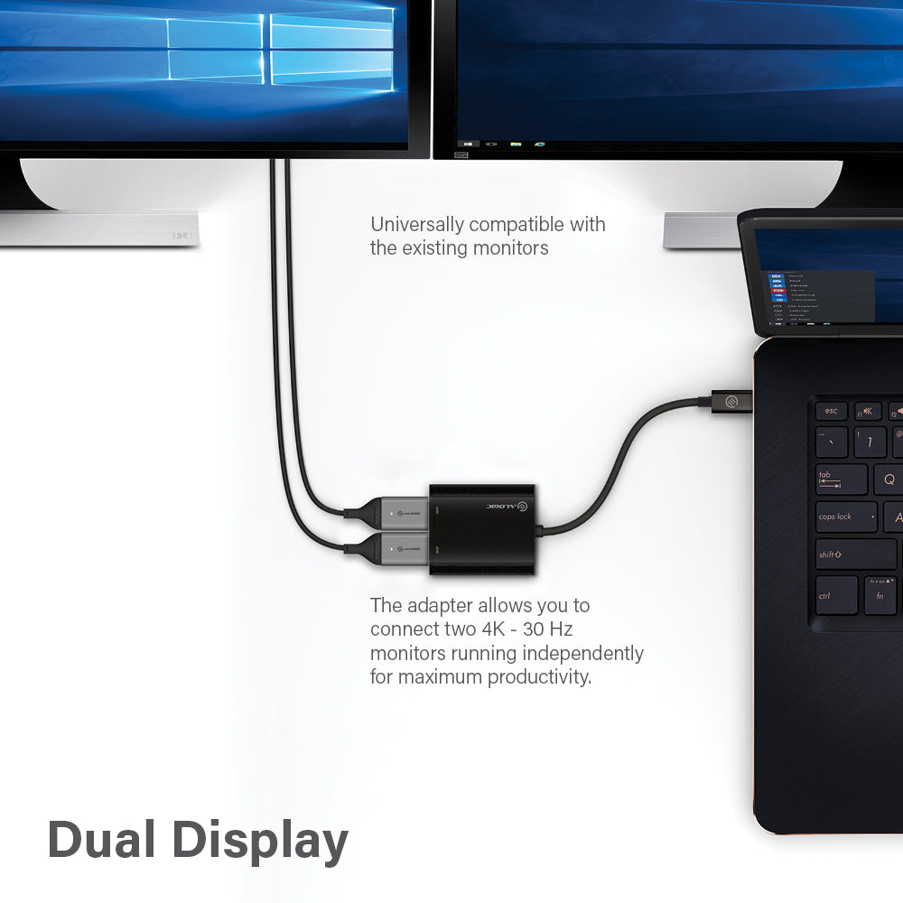 USB-C to Dual HDMI 2.0 Adapter - 4K - 30 Hz