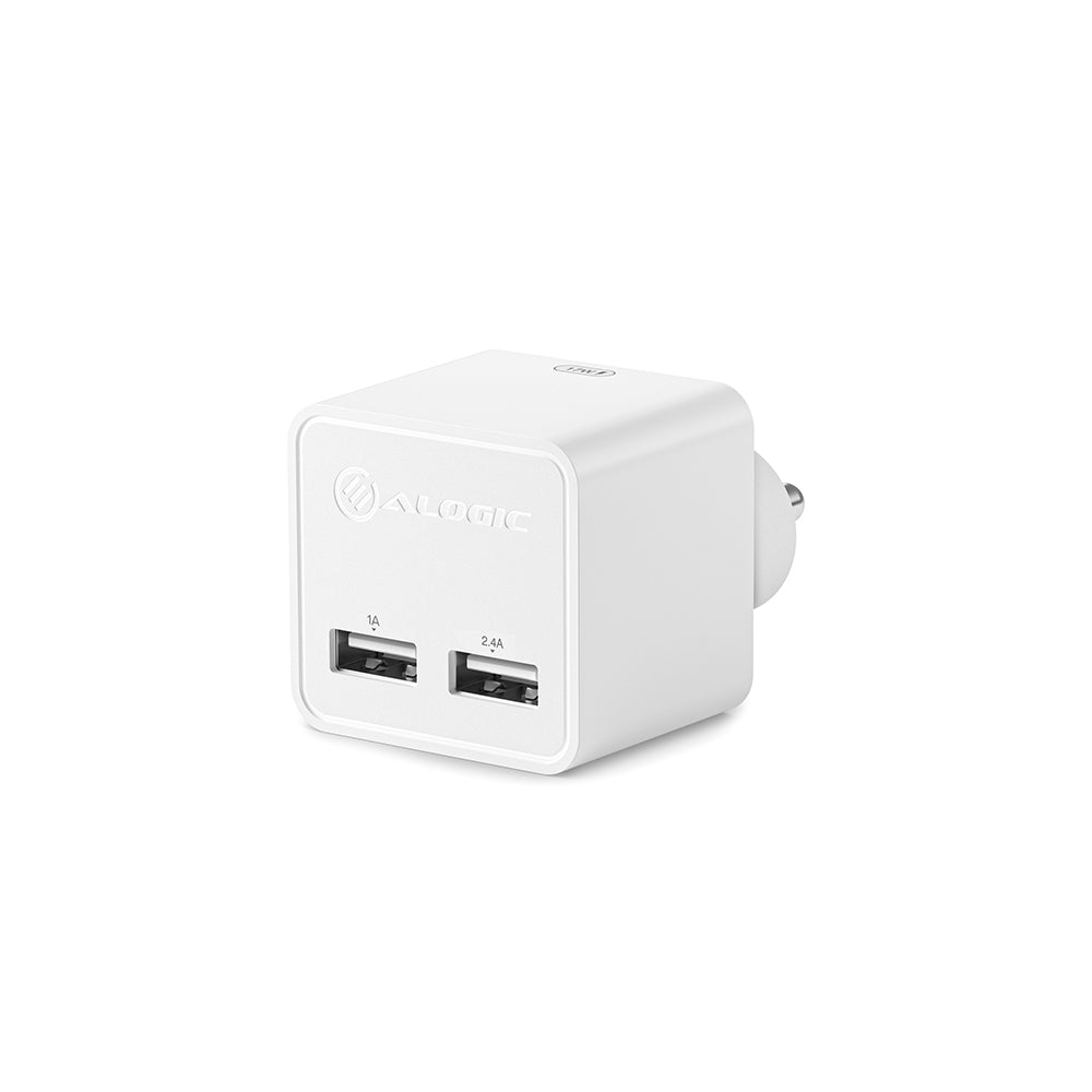 2 Port USB Mini Wall Charger - 2.4A + 1A - 17W - White IN -  suntronix-store.myshopify.com
