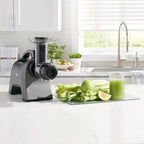 Omega MM1500GYF Celery Juicer and Nutrition System Masticating Juicer, Cold Press Juicer Machine For Celery with Adjustable Dial, 10 years motor warranty, 200-Watt, Grey